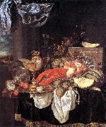 BEYEREN, Abraham van Large Still-life with Lobster oil